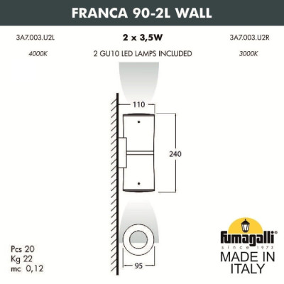 Архитектурная подсветка Franca 90 3A7.003.000.LXU2L