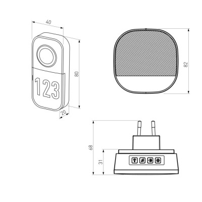 Кнопка звонка DBQ30 DBQ30M WL белый